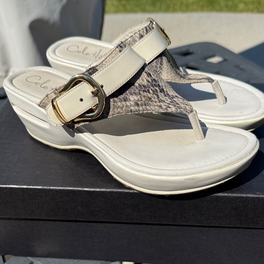 Cole Haan Women's Snakeskin and Cream Sandals
